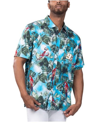 Margaritaville Chase Elliott Jungle Parrot Party Button-up Shirt - Blue