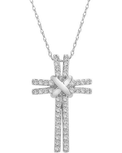 Macy's Diamond Cross 18" Pendant Necklace (1/4 Ct. T.w. - Metallic