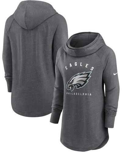 Nike Philadelphia Eagles Raglan Funnel Neck Pullover Hoodie - Gray