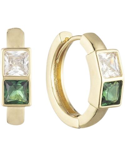 Bonheur Jewelry Michelle Hoop Crystal Earrings - Green