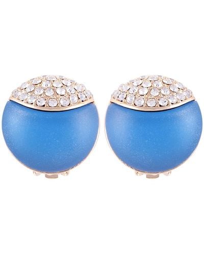 Tahari Frosted Lucite Button Clip Earring - Metallic