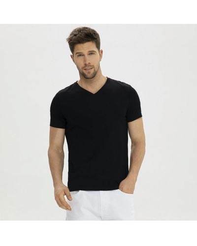 Bellemere New York Bellemere Grand V-neck Mercerized Cotton T-shirt - Black