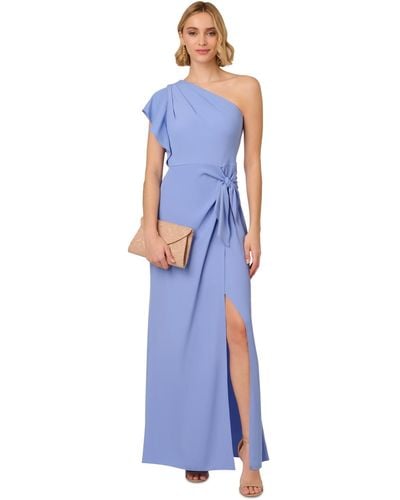 Adrianna Papell Side-tied One-shoulder Gown - Blue