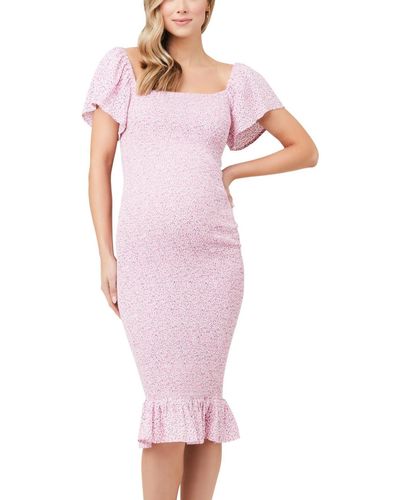 Ripe Maternity Selma Nursing Shirred Dress - Pink