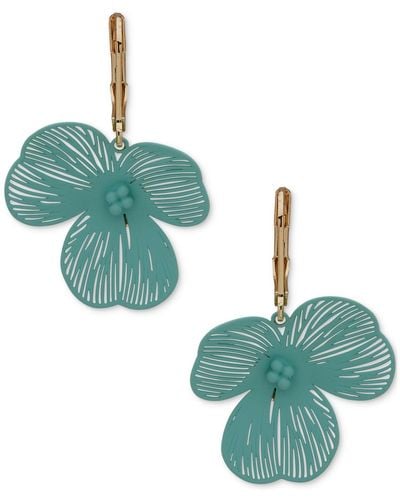 Lonna & Lilly Gold-tone Open Flower Drop Earrings - Green