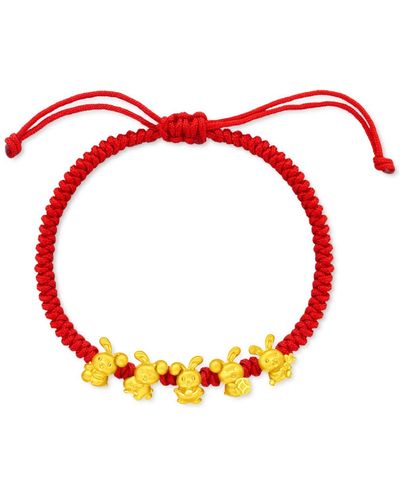 Chow Tai Fook Year Of The Rabbit Multi-charm Red Cord Bolo Bracelet