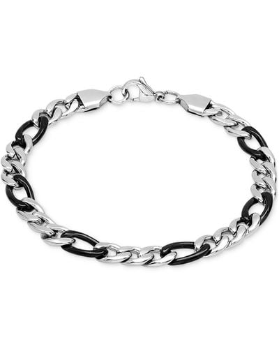 Steeltime Two-tone Stainless Steel Figaro Link Chain Bracelet - Metallic
