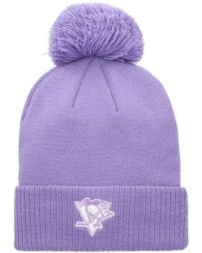 adidas Pittsburgh Penguins 2021 Hockey Fights Cancer Cuffed Knit Hat - Purple