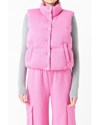 Grey Lab Knit Puffer Vest - Pink