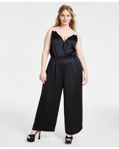 Michael Kors Michael Plus Size Rhinestone-strap Jumpsuit - Black