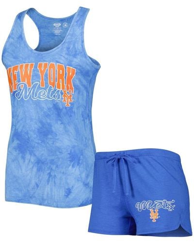 Concepts Sport New York Mets Billboard Racerback Tank Top And Shorts Sleep Set - Blue
