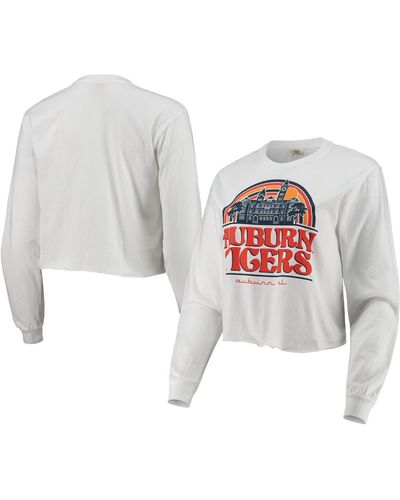 Image One Auburn Tigers Retro Campus Crop Long Sleeve T-shirt - White