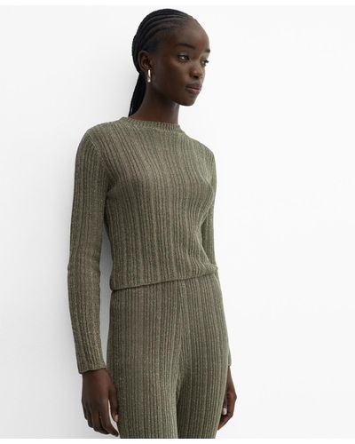 Mango Lurex Perkins-neck Sweater - Green