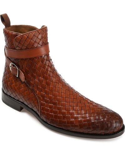 Taft Dylan Hand-woven Leather Buckle Jodhpur Boots - Brown