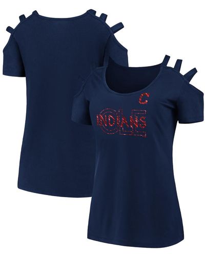 Fanatics Cleveland Guardians Three Strap Open Shoulder T-shirt - Blue
