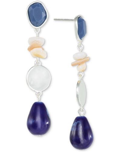 Style & Co. Stone & Bead Linear Drop Earrings - Blue