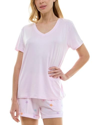 Roudelain Short-sleeve Boxy Pajama Top - Pink