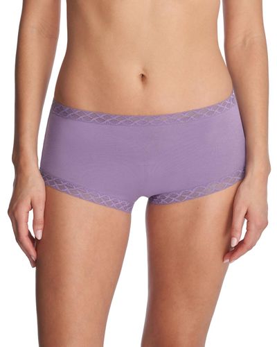 Natori Bliss Lace-trim High Rise Cotton Brief 755058 - Purple
