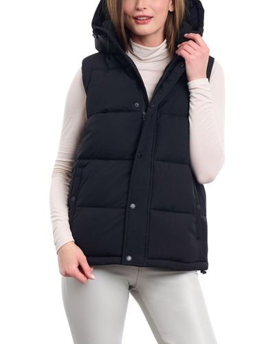BCBGeneration Hooded Stand-collar Puffer Vest - Blue