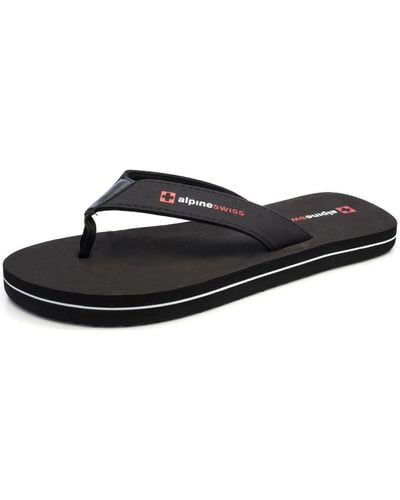 Alpine Swiss Flip Flops Beach Sandals Eva Sole Lightweight Comfort Thongs - Black