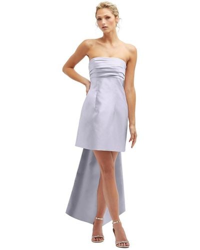 Alfred Sung Strapless Satin Column Mini Dress - White