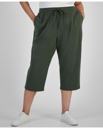 Style & Co. Plus Size Knit Pull-on Capri Pants - Green