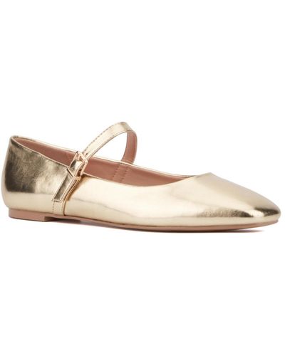New York & Company Page- Buckle Ballet Flats - Natural