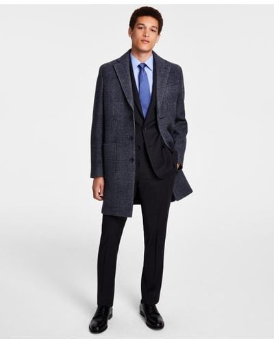 Brooks Brothers B By Plaid Double-face Wool Blend Overcoat - Blue