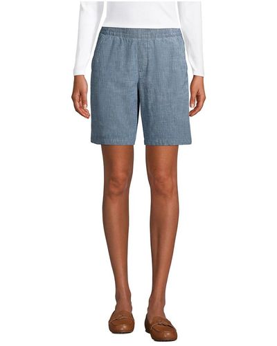 Lands' End Mid Rise Elastic Waist Pull On 10" Chino Bermuda Shorts - Blue