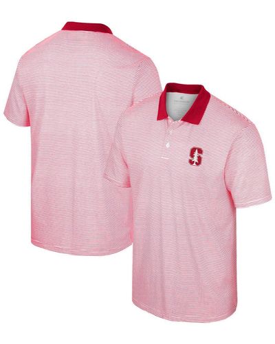 Colosseum Athletics Stanford Cardinal Print Stripe Polo Shirt - Pink