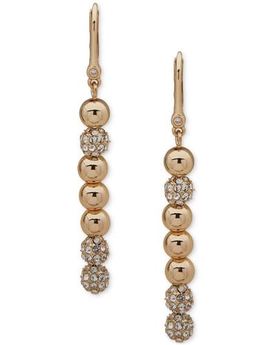 DKNY Gold-tone Crystal Pave Ball Linear Earrings - Metallic