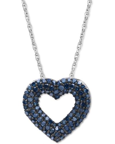 Macy's Blue Diamond Heart 18" Pendant Necklace (1/2 Ct. T.w.