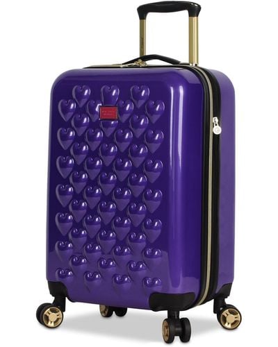 Betsey Johnson Heart To Heart 20" Hardside Expandable Carry-on Spinner Suitcase - Purple