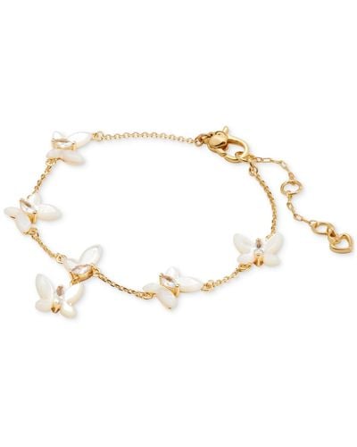 Kate Spade Gold-tone Cubic Zirconia & Mother-of-pearl Butterfly Link Bracelet - Metallic