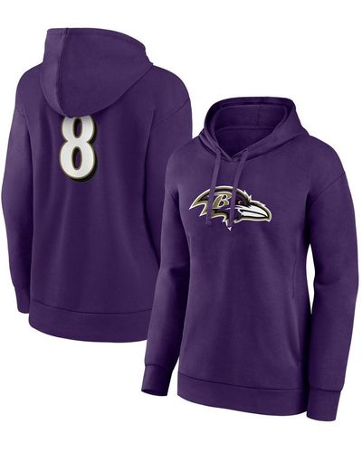 Fanatics Lamar Jackson Baltimore Ravens Player Icon Name And Number Pullover Hoodie - Purple