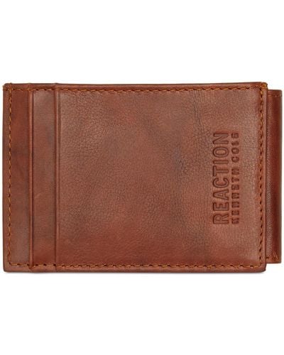 Kenneth Cole Crunch Magnetic Front-pocket Leather Wallet - Brown