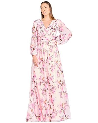 Lara Long Sleeve Print Dress - Pink