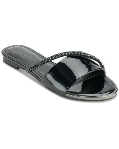 DKNY Tali Slip-on Embellished Slide Sandals - Black