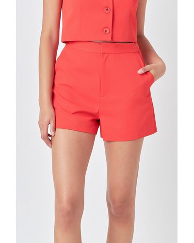 Endless Rose High Waisted Suited Shorts - Red