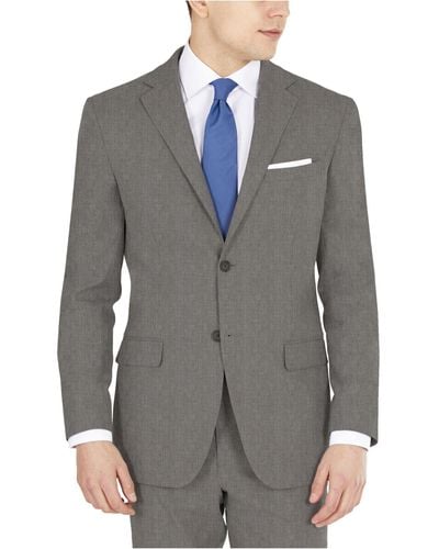 DKNY Modern-fit Performance Stretch Gray Sharkskin Suit Separates Jacket