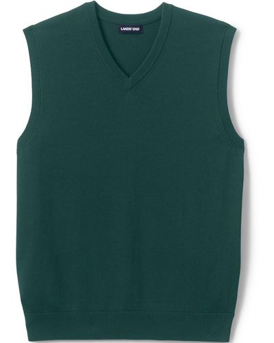Lands' End School Uniform Cotton Modal Fine Gauge Sweater Vest - Green