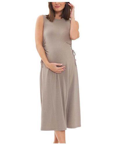 Ripe Maternity Carol Rib A-line Cut Out Dress - Brown