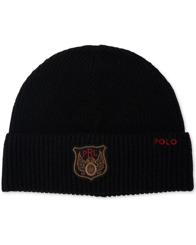 Polo Ralph Lauren Hat, Wool Signature Cuff - Black
