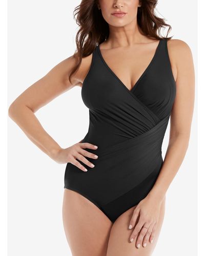 Miraclesuit Dd Cup Must Haves Oceanus Draped Allover-slimming One-piece Swimsuit - Black