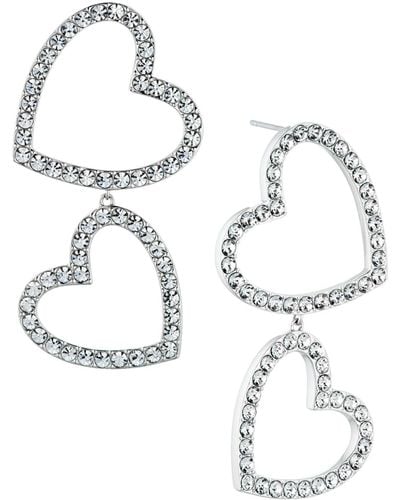 AVA NADRI Tone Crystal Stone Double Heart Earrings - Metallic