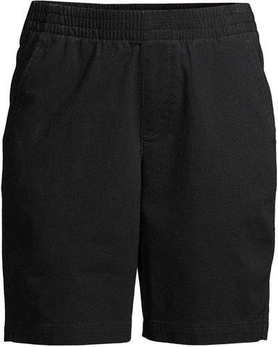 Lands' End Petite Mid Rise Elastic Waist Pull On 10" Knockabout Chino Bermuda Shorts - Black