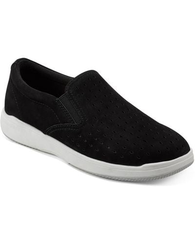 Earth Nel Laser Cut Round Toe Casual Slip-on Sneakers - Black