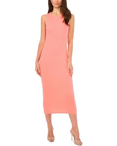 1.STATE Rib Knit Cutout Sleeveless Cotton Bodycon Dress - Pink
