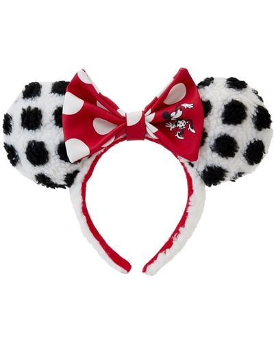 Loungefly Mickey Friends Minnie Mouse Rocks The Dots Sherpa Headband - Red