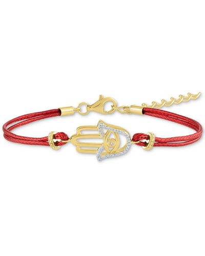 Macy's Diamond Accent Hamsa Hand Red Cord Bracelet - White